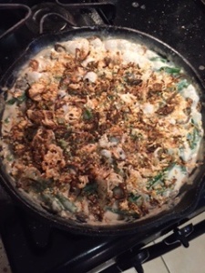 Green bean casserole from scratch! No cans involved. Lol! We topped it with crispy baked shallots. 